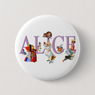 ALICE IN WONDERLAND & VRIENDEN RONDE BUTTON 5,7 CM