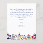 Alice in wonderland vrijgezellenfeest dank u kaart (Achterkant)