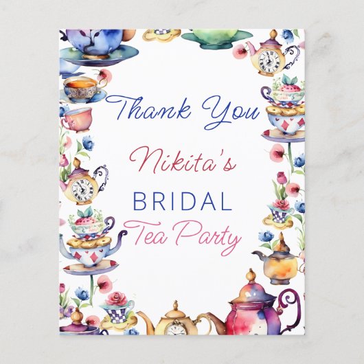 Alice in wonderland vrijgezellenfeest dank u kaart (Voorkant)