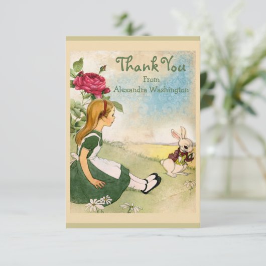 Alice in Wonderland Vrijgezellenfeest Dank u wel Bedankkaart (Staand voorkant)