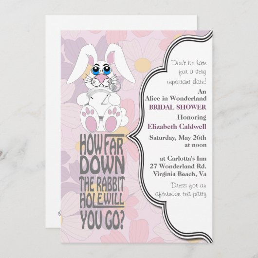 Alice in Wonderland Vrijgezellenfeest Kaart (Voorkant / Achterkant)