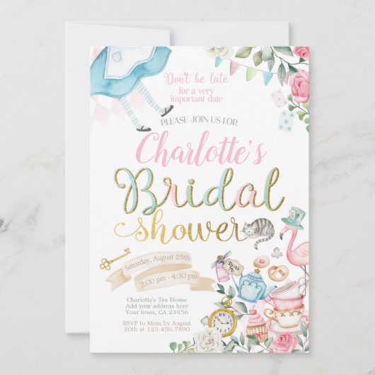 Alice in Wonderland Vrijgezellenfeest Kaart (Voorkant)