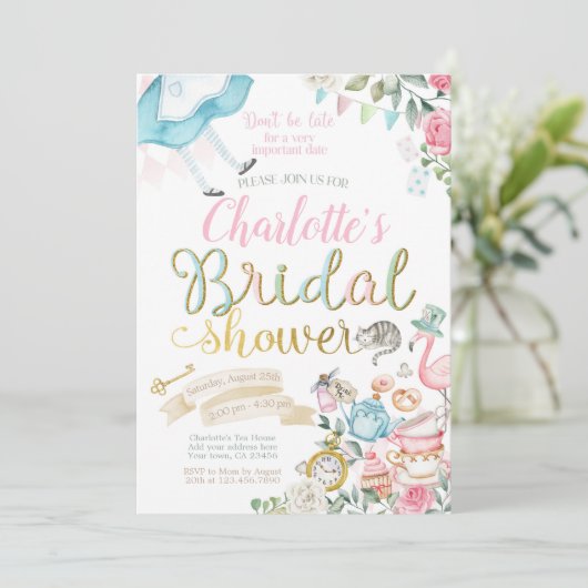 Alice in Wonderland Vrijgezellenfeest Kaart (Staand voorkant)