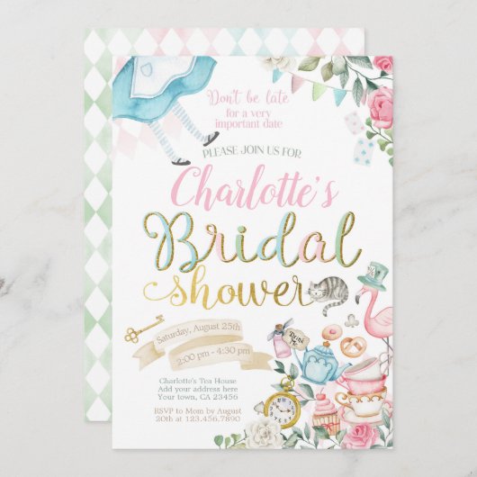 Alice in Wonderland Vrijgezellenfeest Kaart (Voorkant / Achterkant)