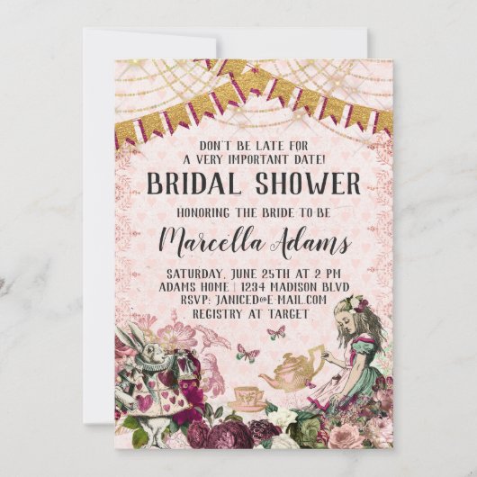 Alice in Wonderland Vrijgezellenfeest Kaart (Voorkant)