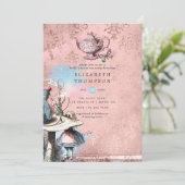 Alice in Wonderland Vrijgezellenfeest Tea Party Kaart (Staand voorkant)