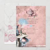 Alice in Wonderland Vrijgezellenfeest Tea Party Kaart (Voorkant / Achterkant)