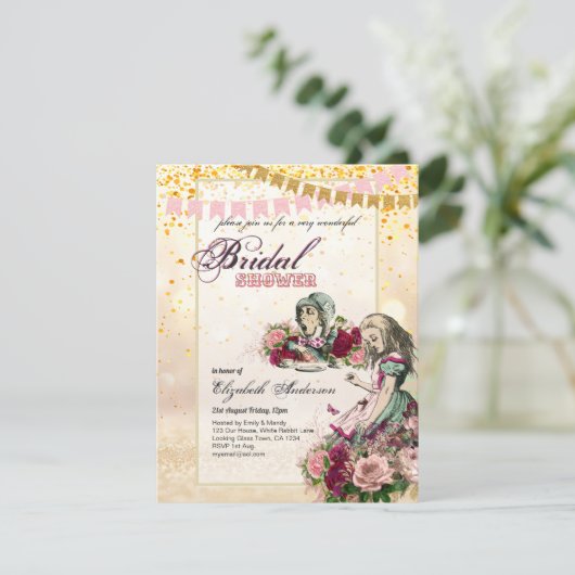 Alice in Wonderland Vrijgezellenfeest Tea Party no Kaart (Staand voorkant)