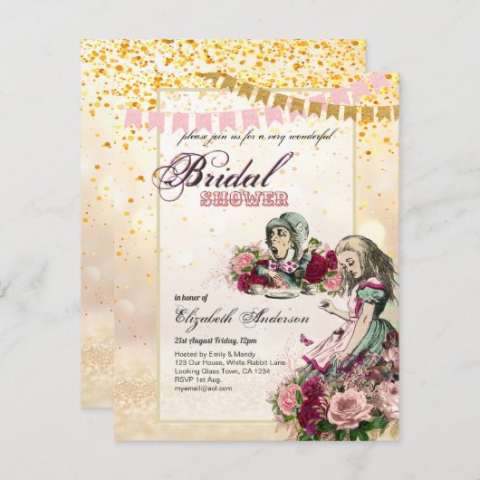 Alice in Wonderland Vrijgezellenfeest Tea Party no Kaart (Voorkant / Achterkant)