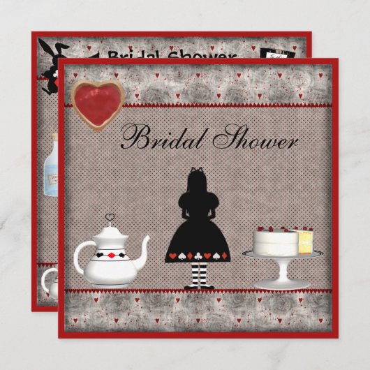 Alice in Wonderland Vrijgezellenfeest Tea Party no Kaart (Voorkant / Achterkant)