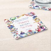 Alice in wonderland vrijgezellenfeest theefeest gu kartonnen onderzetters (Schuin)