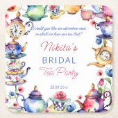 Alice in wonderland vrijgezellenfeest theefeest gu kartonnen onderzetters (Voorkant)