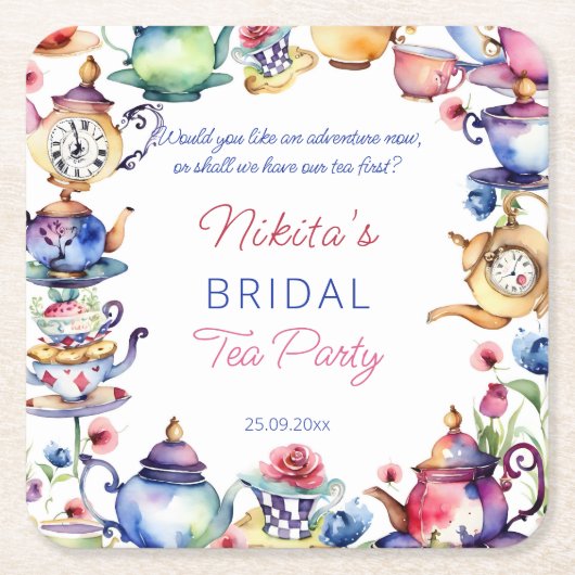 Alice in wonderland vrijgezellenfeest theefeest gu kartonnen onderzetters (Voorkant)