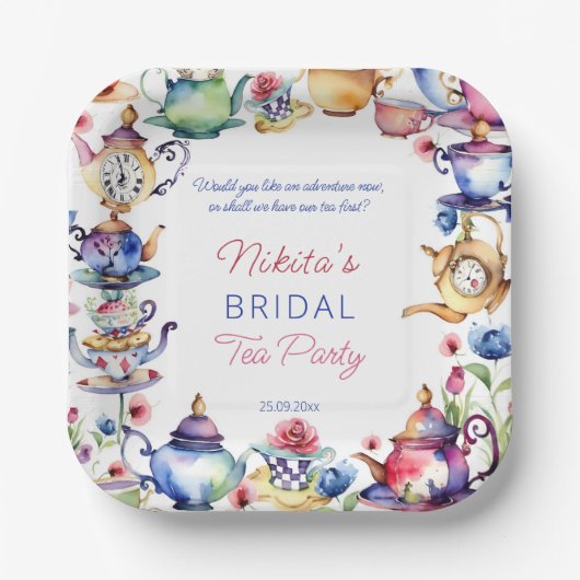 Alice in wonderland vrijgezellenfeest theefeest papieren bordje (Voorkant)
