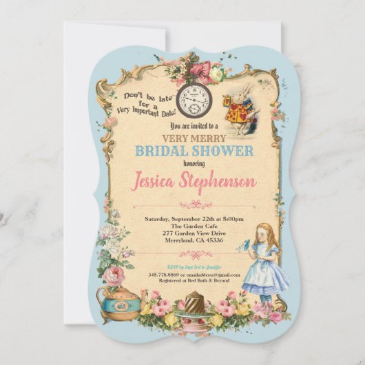 Alice in Wonderland vrijgezellenfeest uitnodiging (Voorkant)