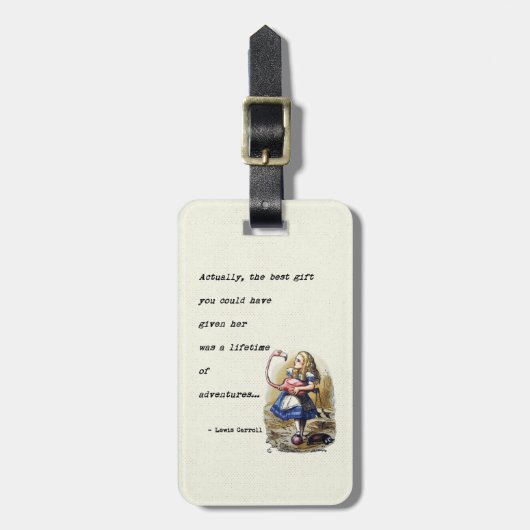 Alice in Wonderland W/Flamingo Adventure Quote Bagagelabel (Voorkant verticaal)