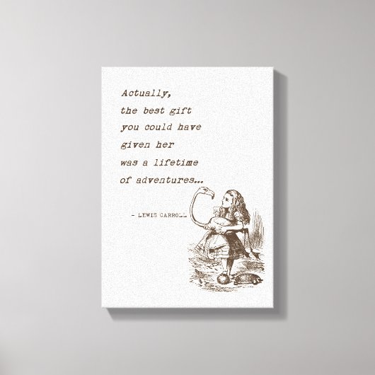 Alice in Wonderland W/Flamingo Adventure Quote Canvas Afdruk (Voorkant)