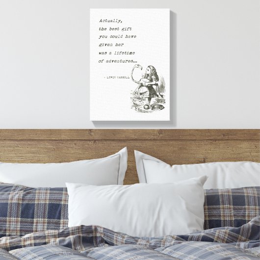 Alice in Wonderland W/Flamingo Adventure Quote Canvas Afdruk (Insitu (Slaapkamer))