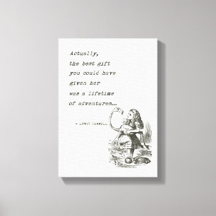 Alice in Wonderland W/Flamingo Adventure Quote Canvas Afdruk