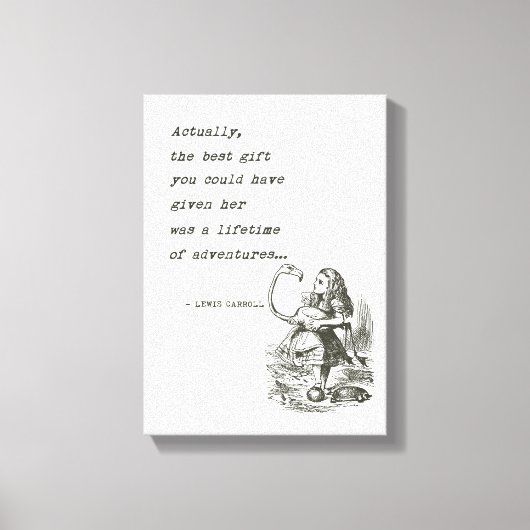 Alice in Wonderland W/Flamingo Adventure Quote Canvas Afdruk (Voorkant)