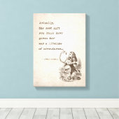 Alice in Wonderland W/Flamingo Adventure Quote Canvas Afdruk (Insitu (Houten vloer))