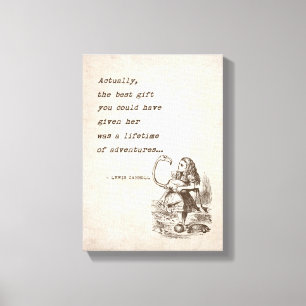 Alice in Wonderland W/Flamingo Adventure Quote Canvas Afdruk