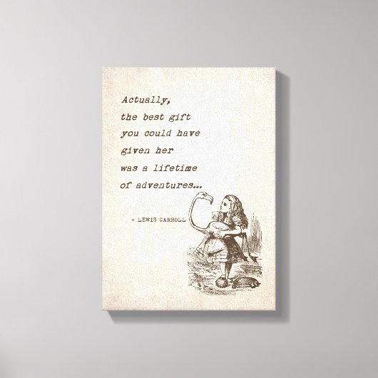 Alice in Wonderland W/Flamingo Adventure Quote Canvas Afdruk (Voorkant)