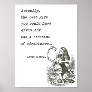 Alice in Wonderland W/Flamingo Adventure Quote Poster