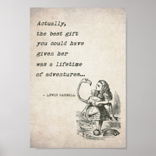 Alice in Wonderland W/Flamingo Adventure Quote Poster