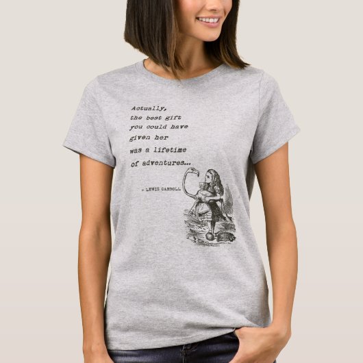 Alice in Wonderland W/Flamingo Adventure Quote T-shirt (Voorkant)