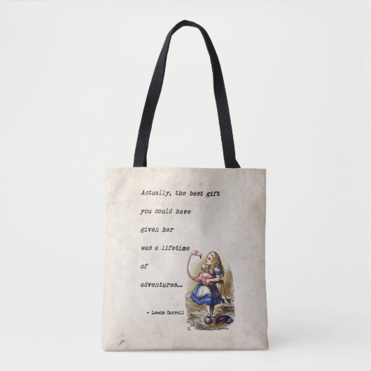 Alice in Wonderland W/Flamingo Adventure Quote Tote Bag (Voorkant)