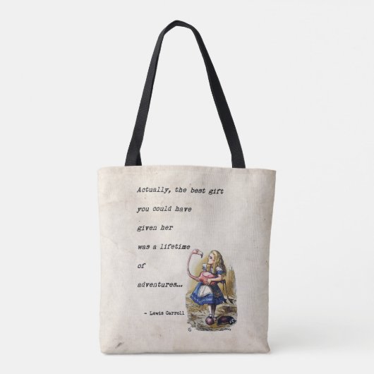 Alice in Wonderland W/Flamingo Adventure Quote Tote Bag (Achterkant)
