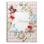 Alice in Wonderland Waterverf Bloemen Persoonlijk Notitieboek (Voorkant)