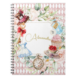Alice in Wonderland Waterverf Bloemen Persoonlijk Notitieboek