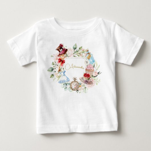 Alice in Wonderland Waterverf Bloemenroze (Voorkant)