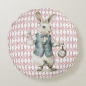 Alice in Wonderland Waterverf Bloemenroze Rond Kussen (Achterkant)