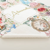 Alice in Wonderland Waterverf Bloemenroze Sherpa Deken (3/4)