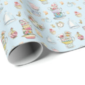 Alice in Wonderland Waterverf Blue Stripe Cadeaupapier (Rol Hoek)