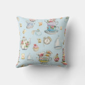 Alice in Wonderland Waterverf Blue Ticking Stripe Kussen (Achterkant)