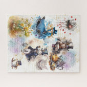 Alice in Wonderland Waterverf Collage Legpuzzel (Horizontaal)