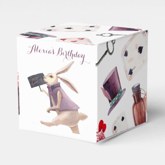 Alice in Wonderland Waterverf Hand Painted Rabbit Bedankdoosjes (Voorkant Zijde)