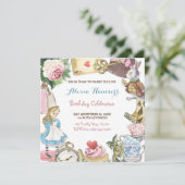 Alice in Wonderland Waterverf Hand Painted Rabbit Kaart (Staand voorkant)