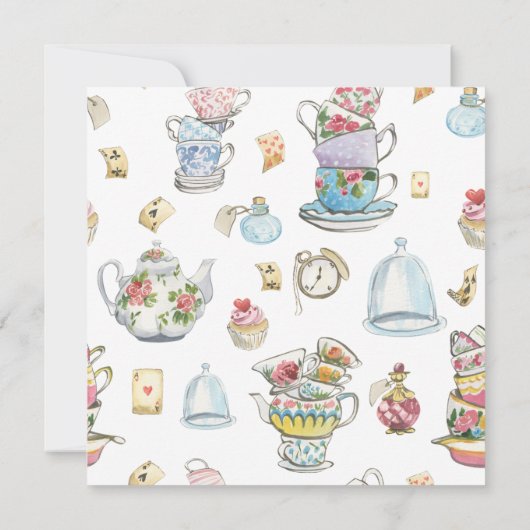 Alice in Wonderland Waterverf Hand Painted Rabbit Kaart (Achterkant)