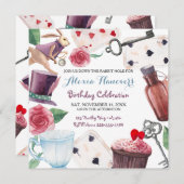 Alice in Wonderland Waterverf Hand Painted Rabbit Kaart (Voorkant / Achterkant)