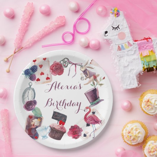 Alice in Wonderland Waterverf Hand Painted Rabbit Papieren Bordje (Feest)