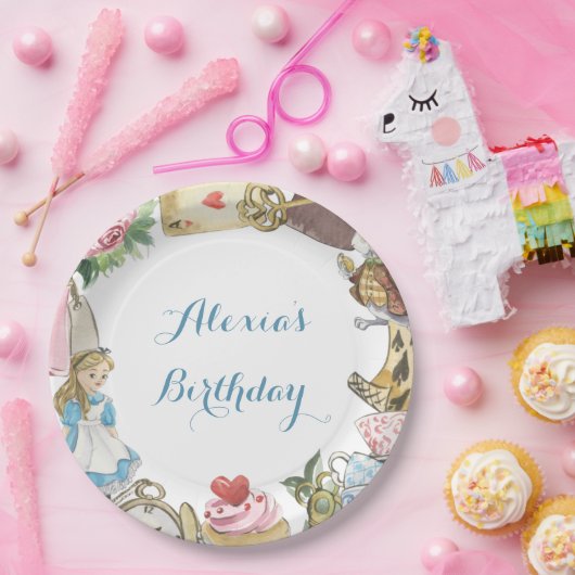 Alice in Wonderland Waterverf Hand Painted Rabbit Papieren Bordje (Feest)