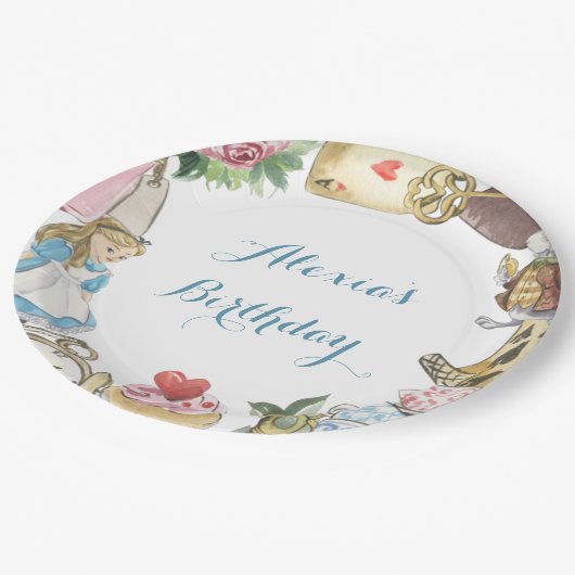 Alice in Wonderland Waterverf Hand Painted Rabbit Papieren Bordje (Gekanteld)