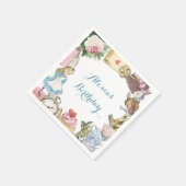 Alice in Wonderland Waterverf Hand Painted Rabbit Servet (Hoek)