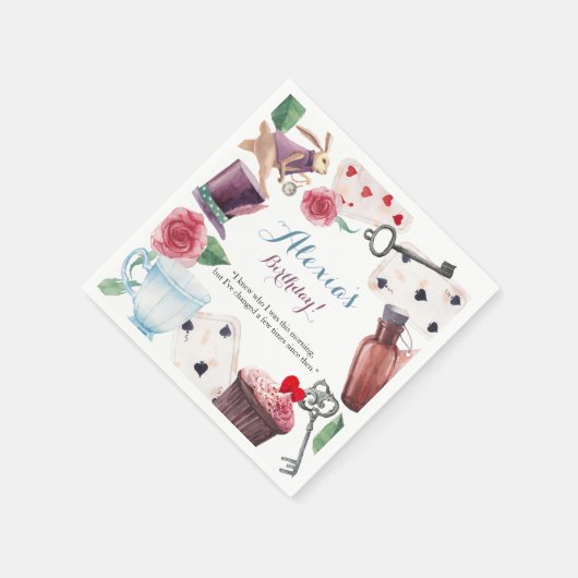 Alice in Wonderland Waterverf Hand Painted Rabbit Servetten (Hoek)