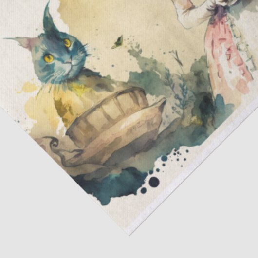 Alice in wonderland, waterverf konijnenontbinding tissuepapier (Detail)